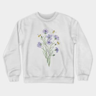 Wildflowers cornflower honey bee Crewneck Sweatshirt